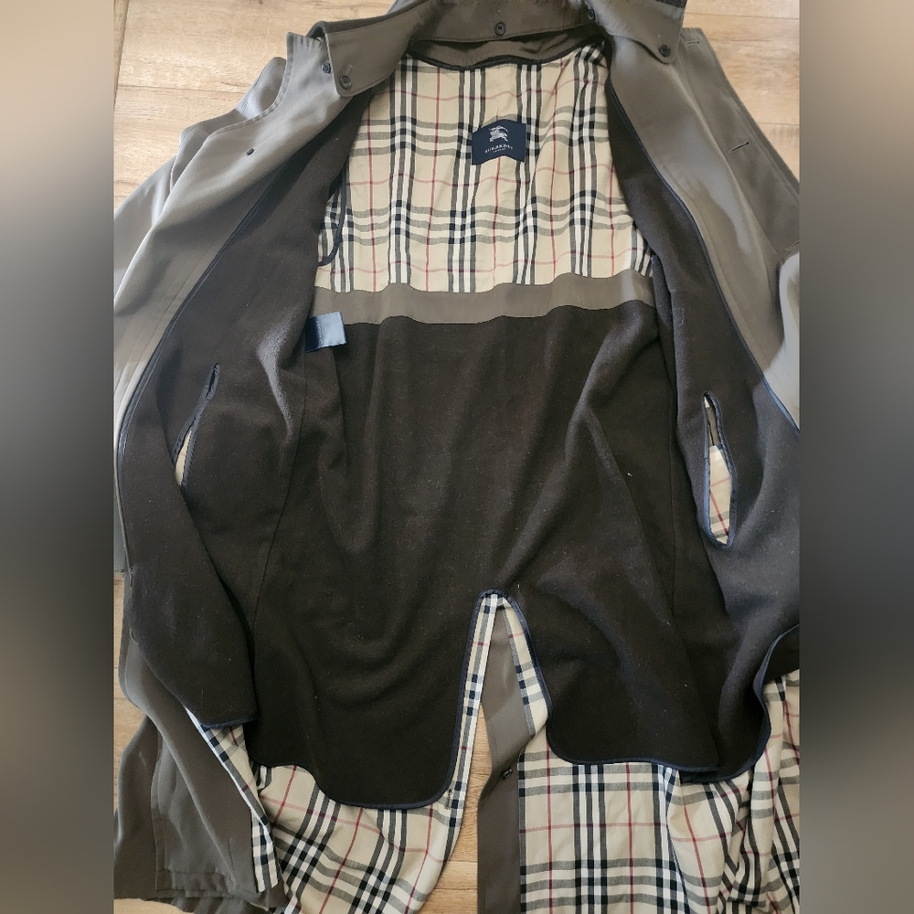 SUPER RARE Vintage Burberry Long Trench Coat + Detachable Wool Lining Men 44 T - Picture 10 of 16